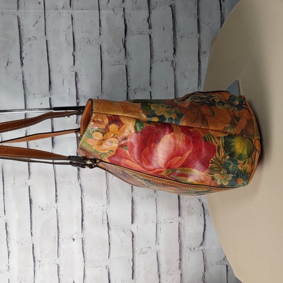 Patricia Nash " Benvenuto" Floral Distressed Leather Tote/Shoulder Bag - Picture 5 of 13